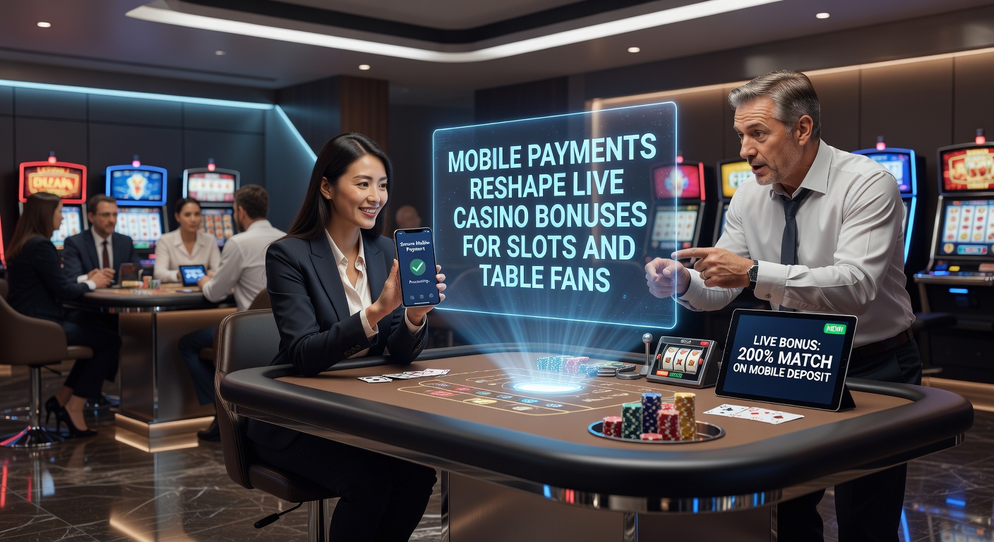 Smartphone displaying a live casino app with mobile payment options and bonus notifications popping up on screen