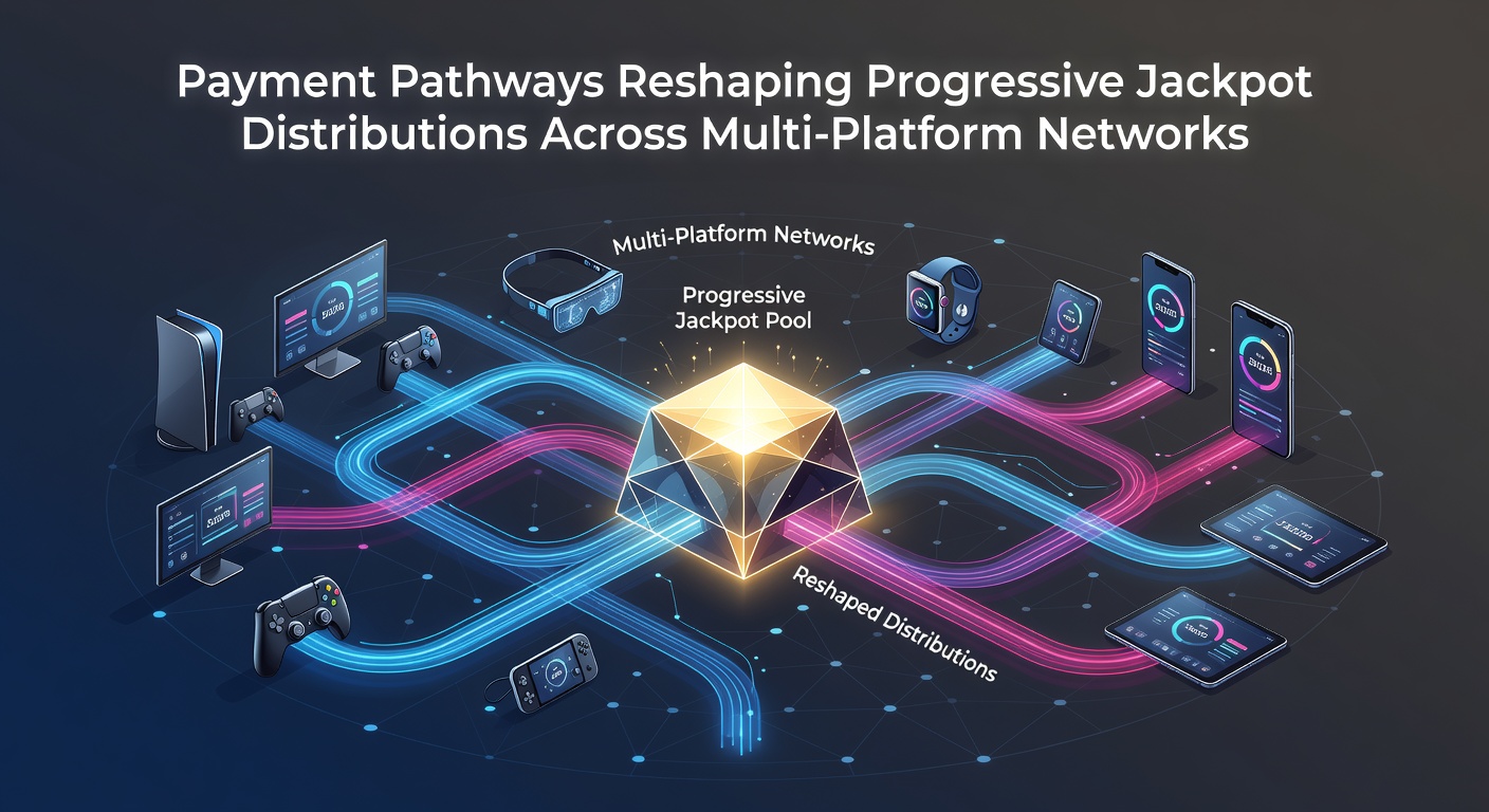Illustration of interconnected payment pathways linking multiple gaming platforms with progressive jackpot pools visualized through network diagrams and transaction flows