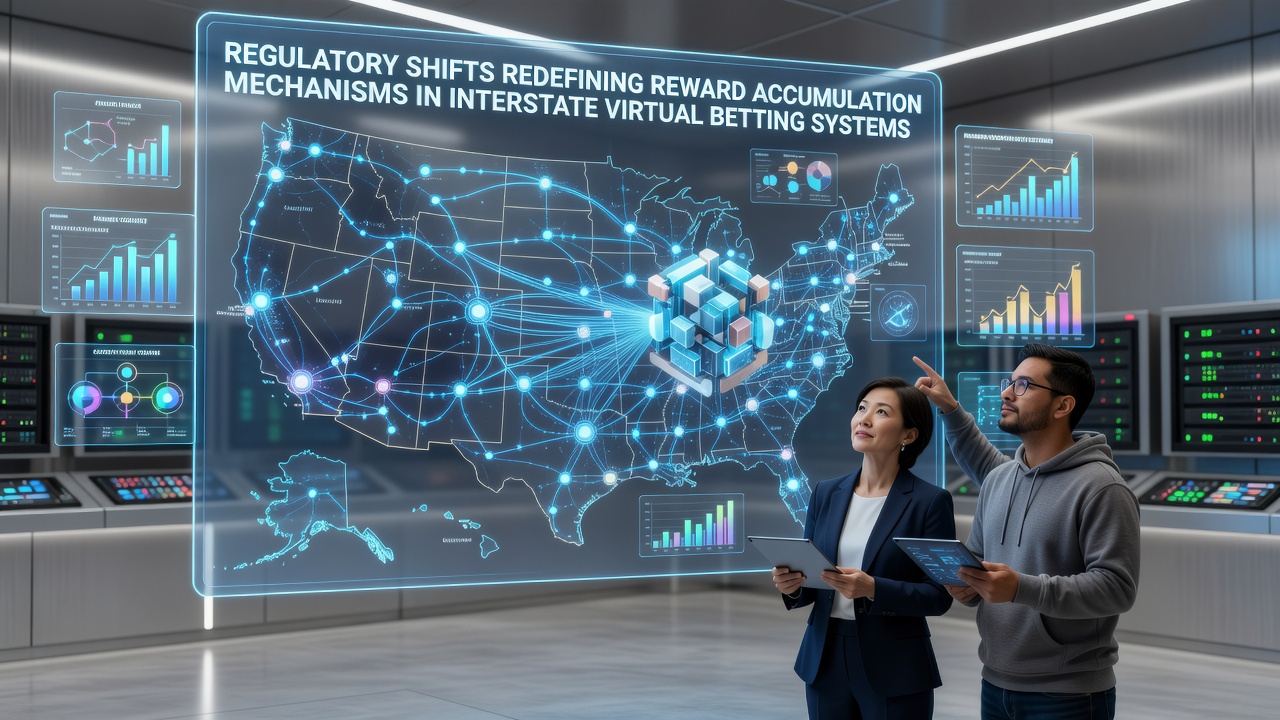 Regulatory officials reviewing compliance documents for interstate betting reward systems