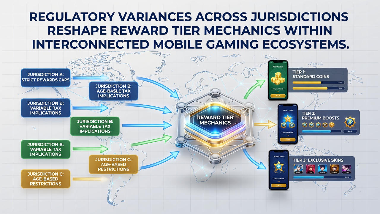 Mobile gaming interface showing tiered reward structures influenced by regional regulations