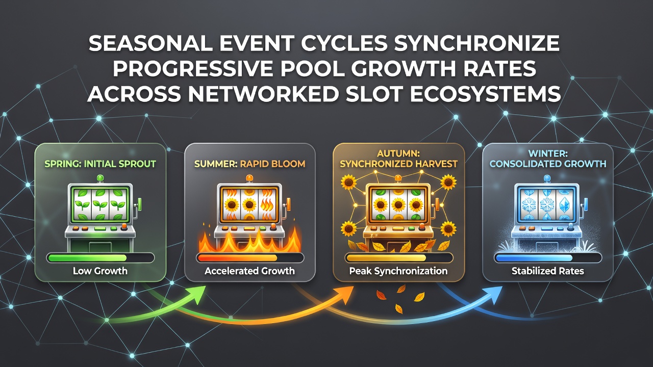 Networked slot machines displaying synchronized progressive jackpot counters during a seasonal event promotion
