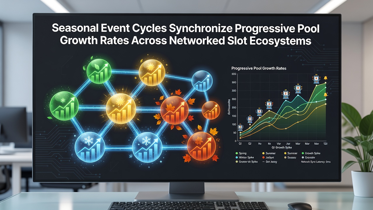 Analytics dashboard showing real-time progressive pool growth rates synchronized across multiple slot platforms during a seasonal campaign